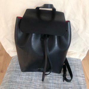Mansur Gavriel Black/Flamma Leather Mini Backpack Bag
